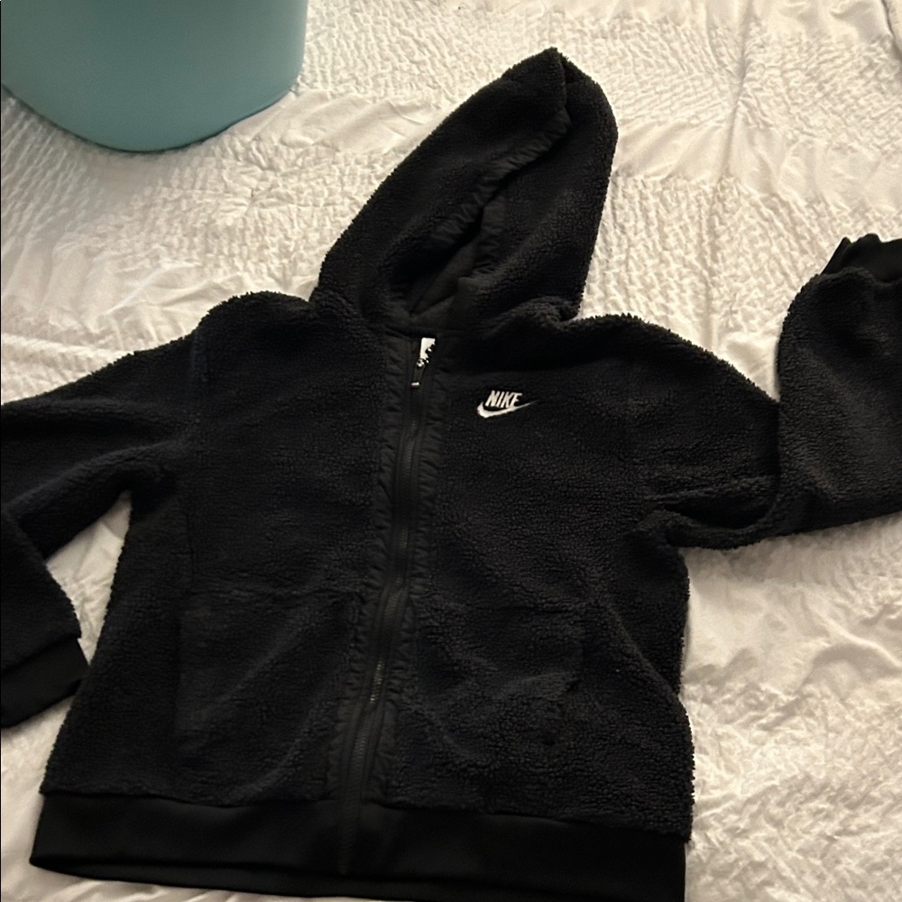 Nike Kids Black Sherpa Zip-Up Hoodie